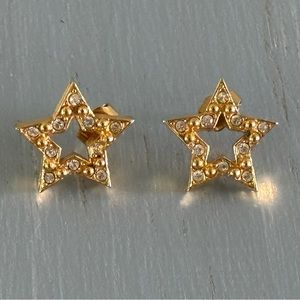 Wish Upon a Rhinestone Star Avon Vintage Pierced Earrings